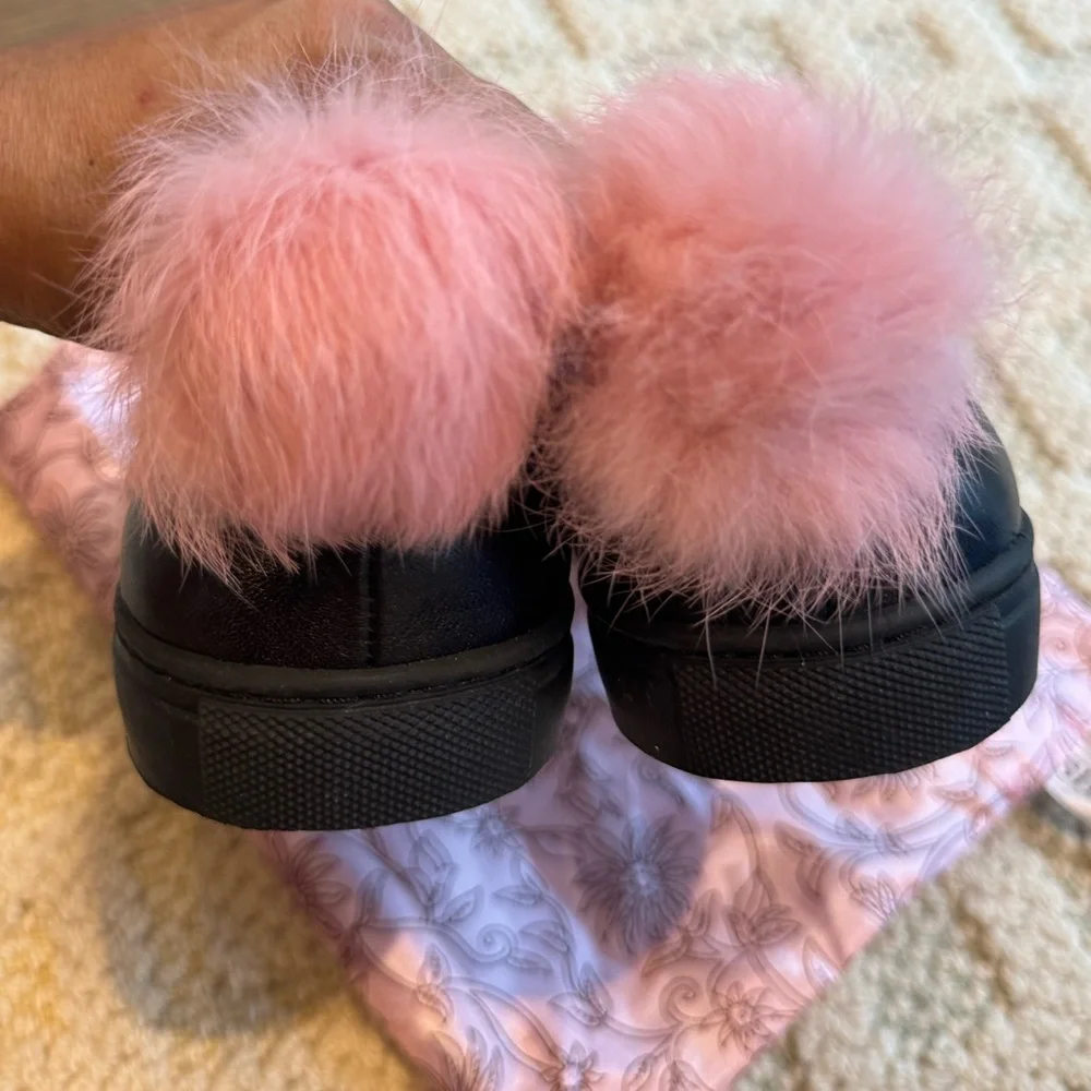 Minna Parikka Black Sneakers with Pink Pom-Pom size 7.5 / 38 - Picture 4 of 7